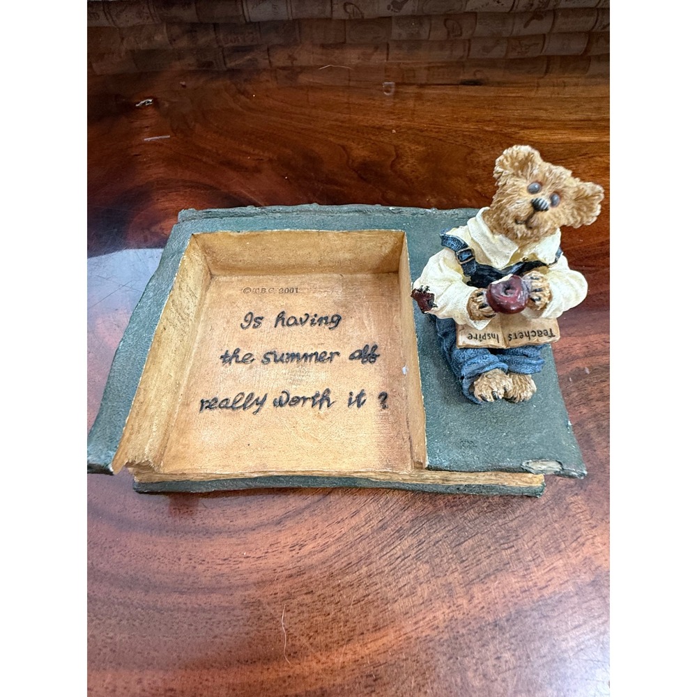 Boyds Bears Make a Notation Teacher Trinket Box Bear on Book 4107 Vintage 2001